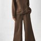 Black Textured Loose Slouchy Long Sleeve Top and Pants Set