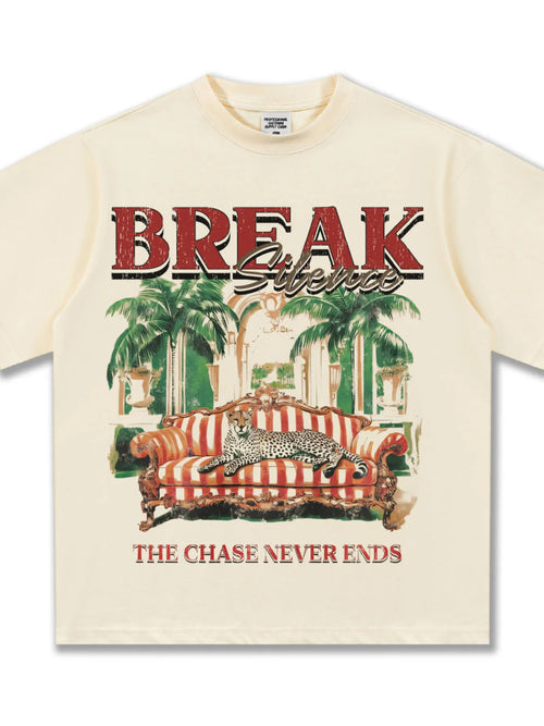 Men's BREAK SILENCE Graphic Round Neck Oversized T-Shirt