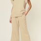 Double Take Texture Ruffle Short Sleeve Top and Drawstring Wide Leg Pants Set