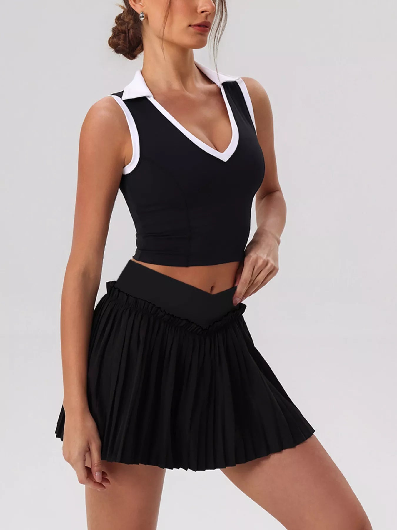 The Cleo Twist Top & Pleated Skirt Set