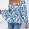Floral Square Neck Flounce Sleeve Blouse