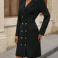 Double-Breasted Lapel Collar Long Sleeve Dress