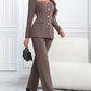 Square Neck Button Up Blazer and Pants Set