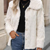 Fuzzy Texture Button Up Collared Neck Coat