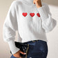 Heart Turtleneck Long Sleeve Sweater