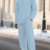 Men's Full Size Textured Long Sleeve Top and Pants Set Plus Size