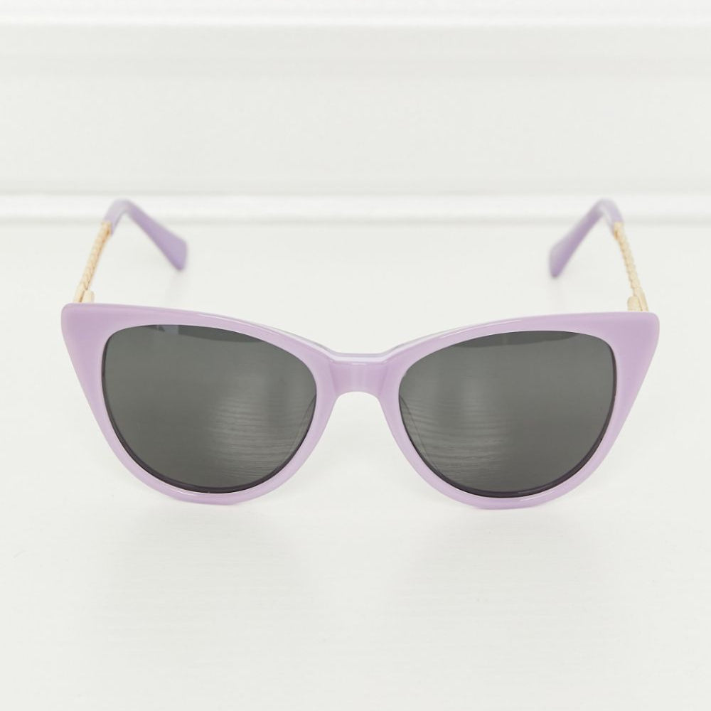 Cat-Eye Acetate Frame Sunglasses in lavender with polarized lenses and trendy design.