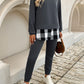 Devine Plaid Long Sleeve Hooded Top and Pants Set