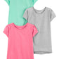 Simple Joys by Carter's Girls' Short-Sleeve Shirts and Tops, Pack of 3, Grey Heather/Mint Green/Pink