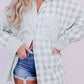 Pocketed Plaid Collared Neck Long Sleeve Shirt