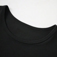 Round Neck Short Sleeve T-Shirt close-up of the neckline to showcase construction and fabric texture.