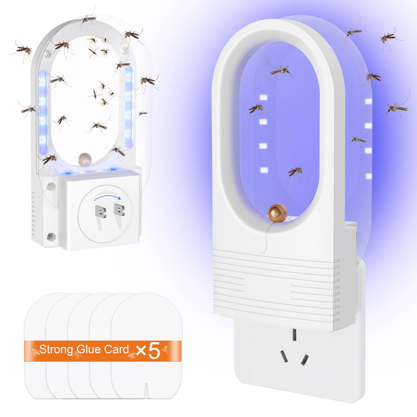 Flying Insect Trap 𝗢𝗱𝗼𝗿𝗹𝗲𝘀𝘀&𝗡𝗼𝗶𝘀𝗲𝗹𝗲𝘀𝘀 Indoor Fly Trap - Catching Fruit Flies, Mosquitoes and Other Nuisances,Suitable for Indoo & Outdoor(1 White Device + 5 Glue Boards)