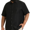 Van Heusen Men's Size Big Air Short Sleeve Button Down Poly Rayon Stripe Shirt, Black