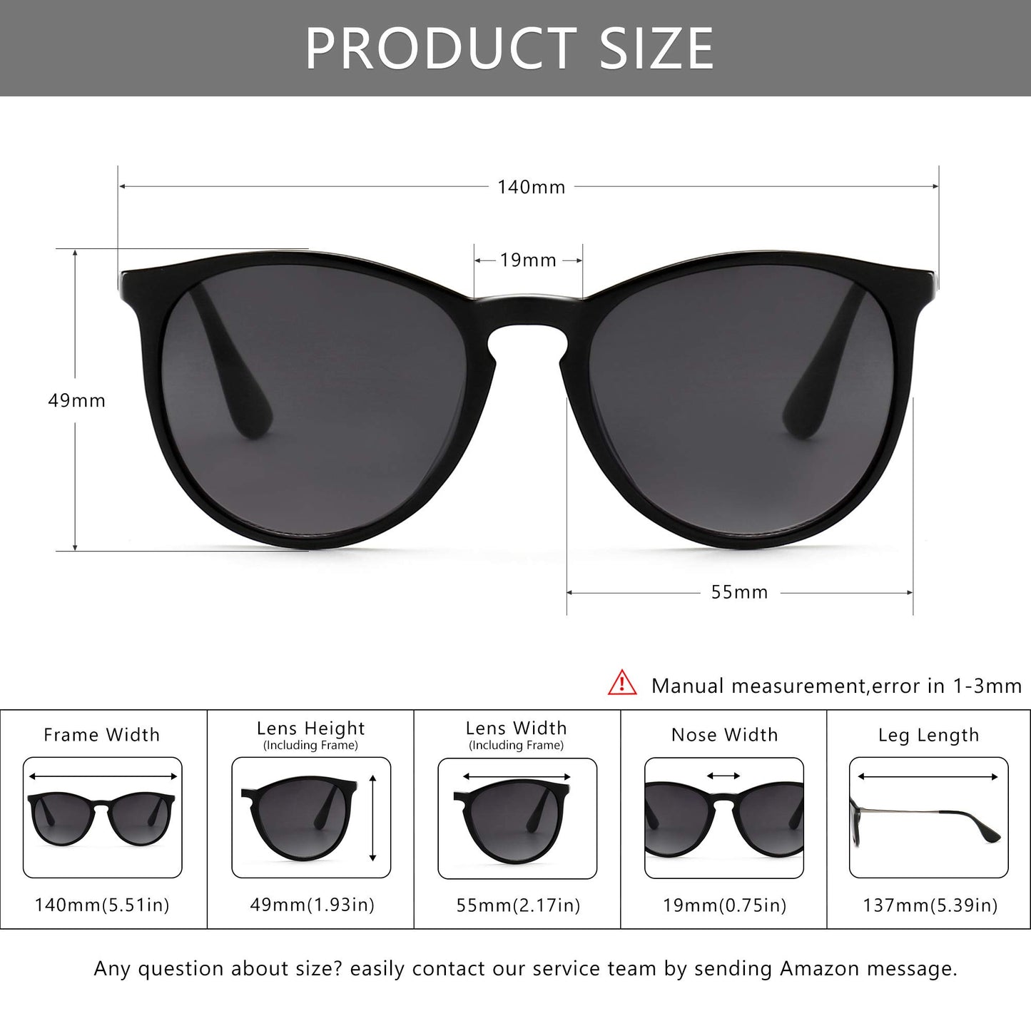 SUNGAIT Vintage Round Sunglasses for Women Men Classic Retro Designer Style (Black Frame(Matte Finish)/Polarized Grey Lens) 1567 PGHKH