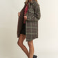 J.NNA Snap Down Tweed Plaid Contrast  Longline Shacket