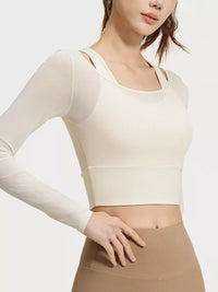 The Greta Long Sleeve Crop Top with Built-In Bra