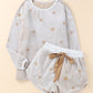 White Star Print Long Sleeve Top & Shorts Loungewear Set