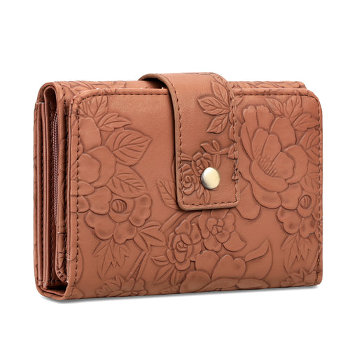 Floral Embossed Leather Wallet