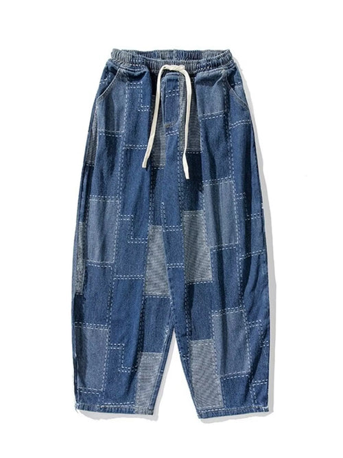 Men's Plus Size Patchwork Wide Leg Jeans