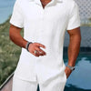 Men's Collared Neck Short Sleeve Top and Shorts Set
