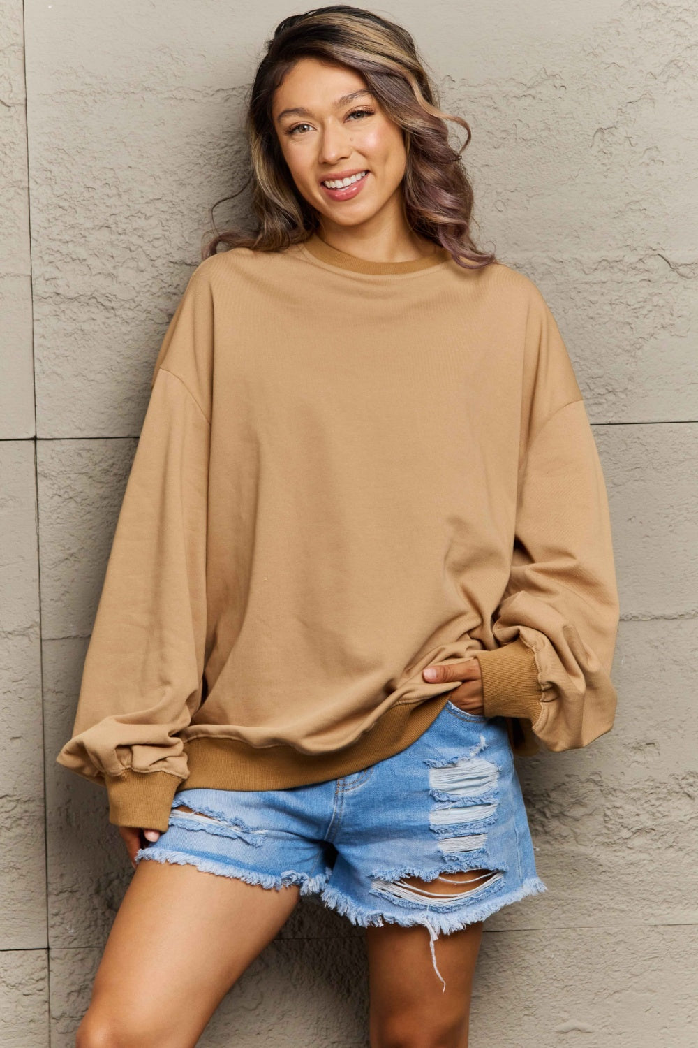 Full Size Round Neck Long Sleeve Sweatshirt