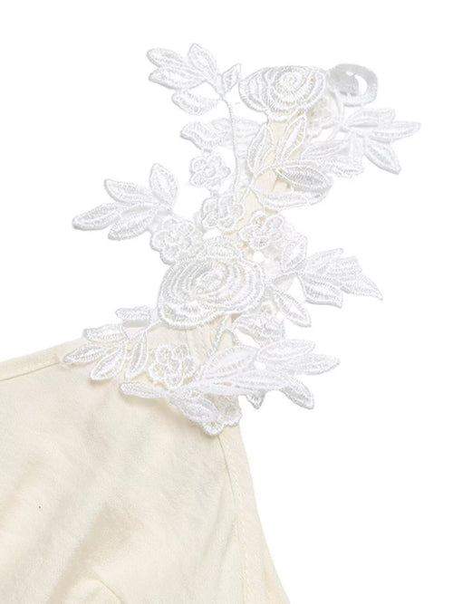 Lace Trimmed Slit Maxi Dress