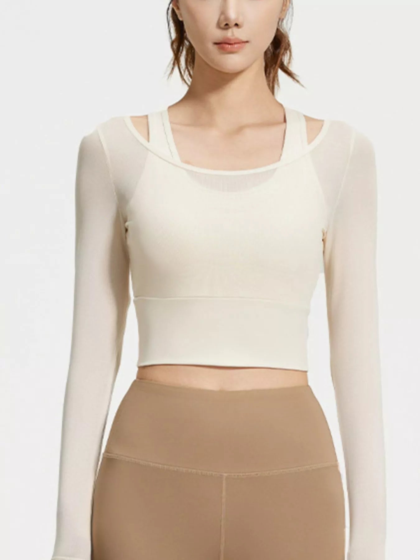 The Greta Long Sleeve Crop Top with Built-In Bra