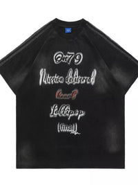 Men's Letter Round Neck Oversized T-Shirt featuring a unique graphic design and oversized fit for comfort.