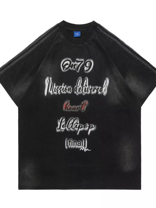 Men's Letter Round Neck Oversized T-Shirt