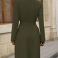 Double-Breasted Lapel Collar Long Sleeve Dress