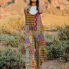 Double Take Full Size Printed V-Neck Sleeveless Jumpsuit
