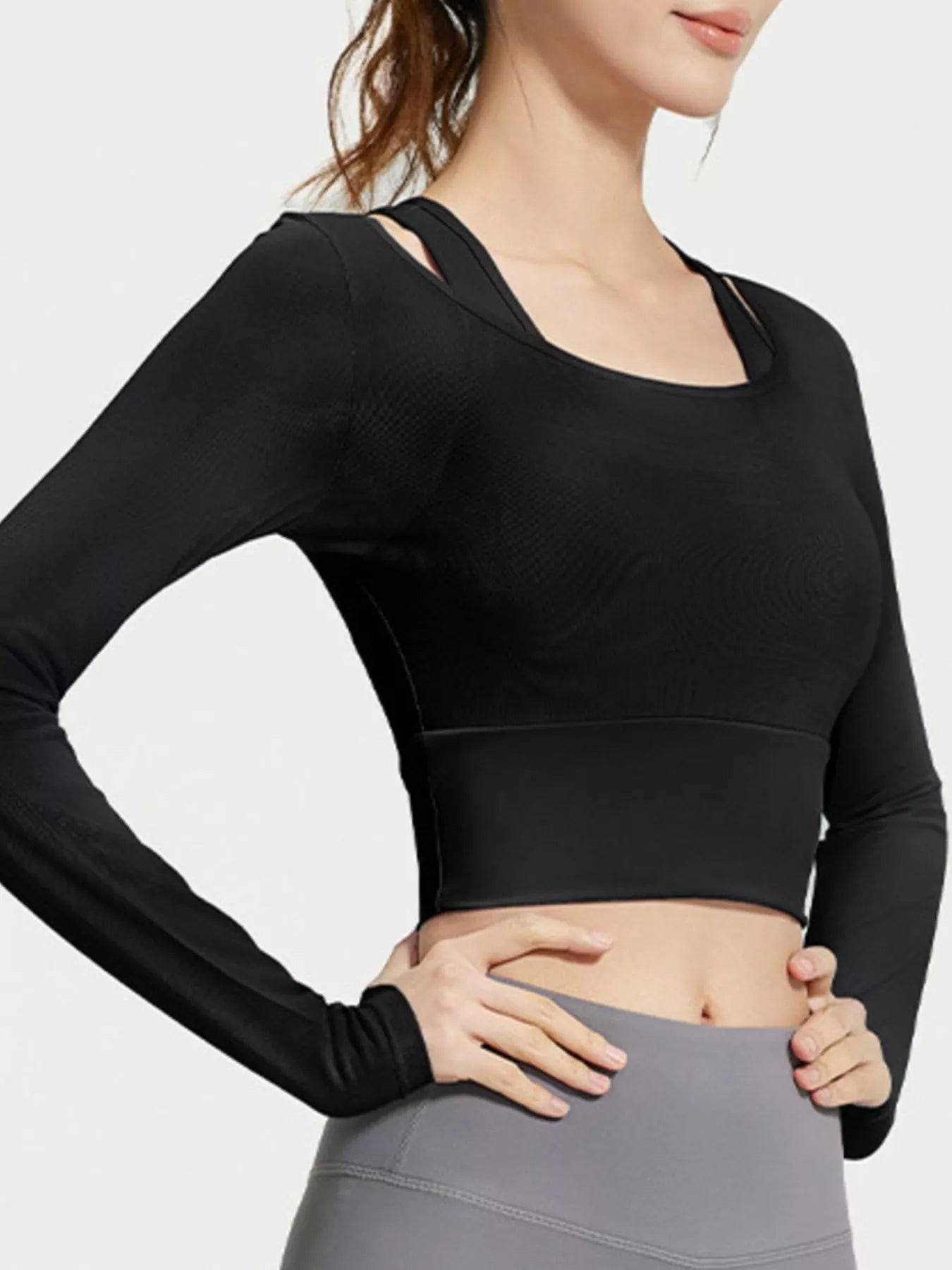 The Greta Long Sleeve Crop Top with Built-In Bra