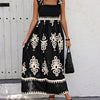 Smocked Printed Wide Strap Maxi Dress