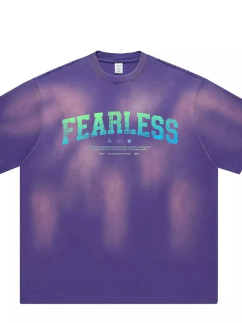 Men' s Fearless Round Neck Wash T-Shirt