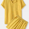 Men's Full Size Button Up Short Sleeve Shirt and Shorts Set Plus Size