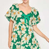 Umgee Full Size Daisy Print Mini Dress with Ribbon Details Plus Size