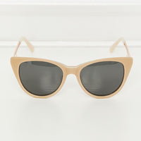 Cat-Eye Acetate Frame Sunglasses with black lenses and beige frame, showcasing stylish design.