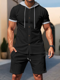 Men's hooded top and matching shorts set