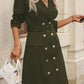 Double-Breasted Lapel Collar Long Sleeve Dress