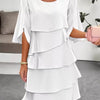 Full Size Ruffled Layered Flutter Sleeve Dress Plus Size
