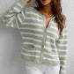 Striped Button Down Long Sleeve Cardigan