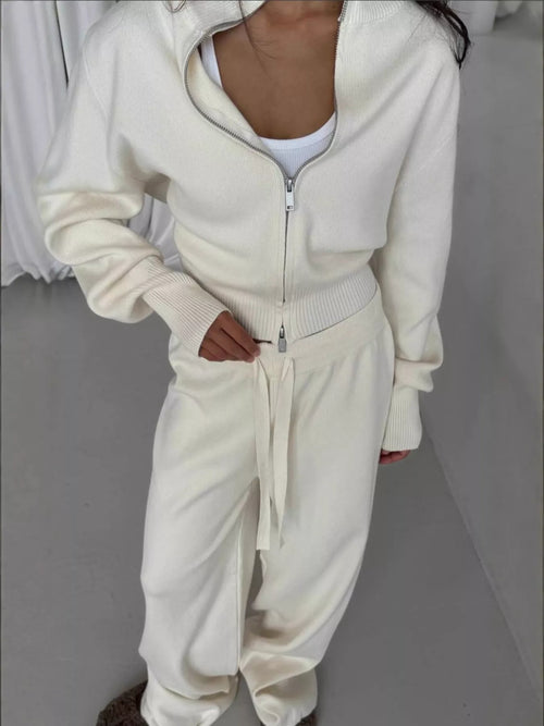 Zip-Up Outerwear and  Drawstring Pants Set