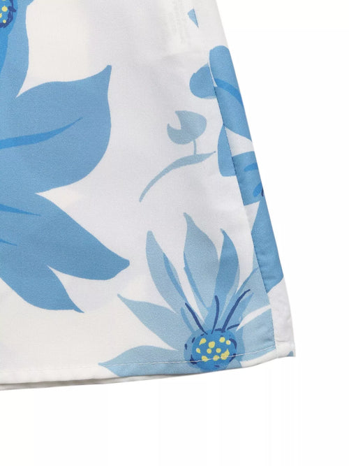 Floral Print Color Block Skirt