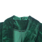 Green Lapel Collar Velvet Blazer with Flap Pockets