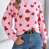 Heart Round Neck Long Sleeve Sweater