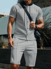 Men's hooded top and matching shorts set