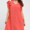 Umgee Linen Flutter Sleeve Shift Dress with Pockets