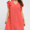 Umgee Linen Flutter Sleeve Shift Dress with Pockets