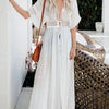 Lace Trim Plunging Beach Cover Up Maxi Dress