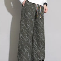 Men's Wide Leg Casual Pants featuring drawstring and wide fit design in stylish green color.